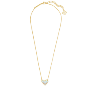 Kendra Scott Ari Heart Gold Pendant Necklace in Dichroic Glass Gold/Dichroic Glass